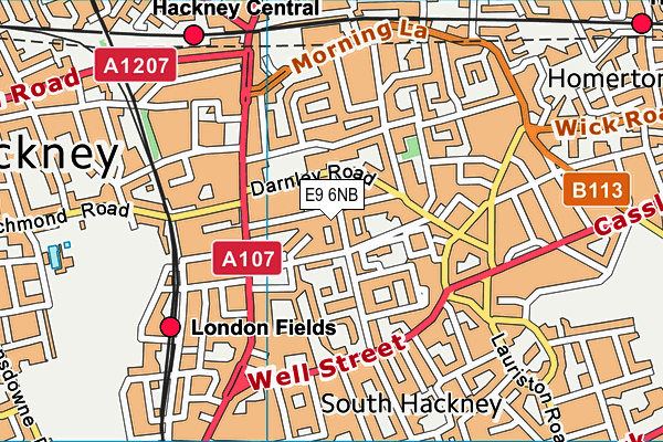 E9 6NB map - OS VectorMap District (Ordnance Survey)