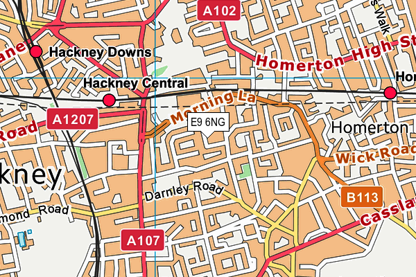 E9 6NG map - OS VectorMap District (Ordnance Survey)