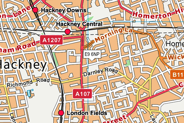 E9 6NP map - OS VectorMap District (Ordnance Survey)