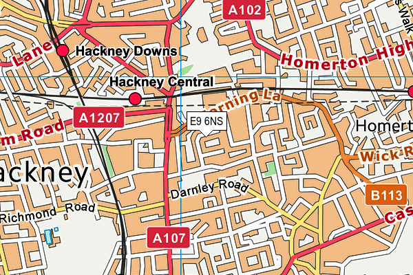 E9 6NS map - OS VectorMap District (Ordnance Survey)