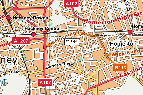 E9 6NY map - OS VectorMap District (Ordnance Survey)