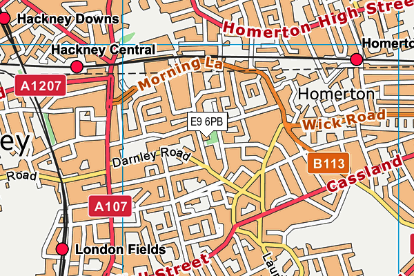 E9 6PB map - OS VectorMap District (Ordnance Survey)