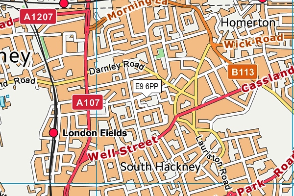 E9 6PP map - OS VectorMap District (Ordnance Survey)