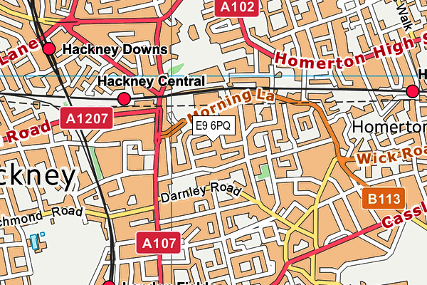 E9 6PQ map - OS VectorMap District (Ordnance Survey)