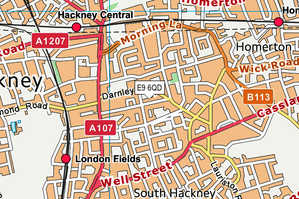 E9 6QD map - OS VectorMap District (Ordnance Survey)