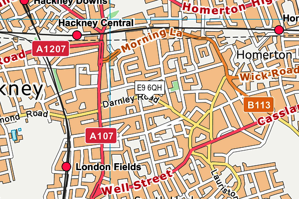 E9 6QH map - OS VectorMap District (Ordnance Survey)