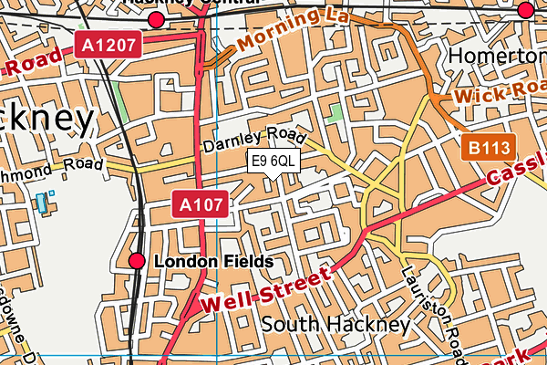 E9 6QL map - OS VectorMap District (Ordnance Survey)