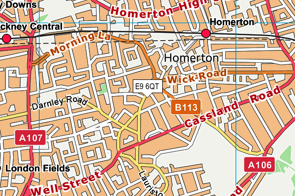 E9 6QT map - OS VectorMap District (Ordnance Survey)