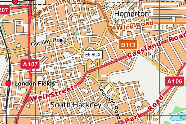 E9 6QX map - OS VectorMap District (Ordnance Survey)