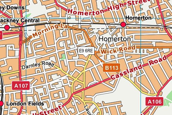 E9 6RE map - OS VectorMap District (Ordnance Survey)