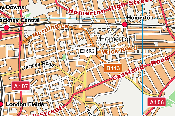 E9 6RG map - OS VectorMap District (Ordnance Survey)