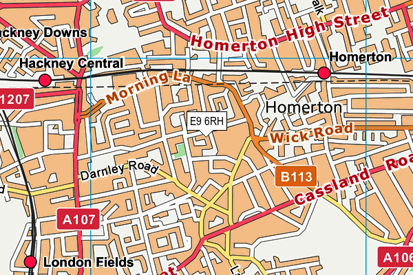 E9 6RH map - OS VectorMap District (Ordnance Survey)