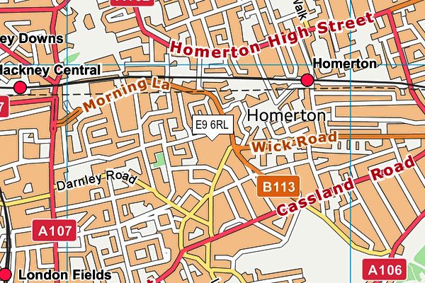 E9 6RL map - OS VectorMap District (Ordnance Survey)