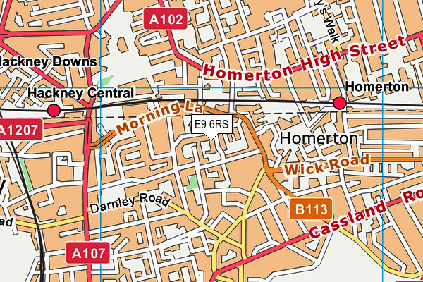 E9 6RS map - OS VectorMap District (Ordnance Survey)