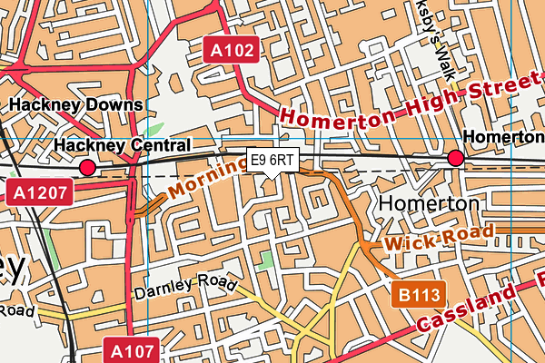 E9 6RT map - OS VectorMap District (Ordnance Survey)