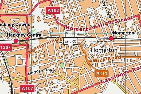 E9 6RX map - OS VectorMap District (Ordnance Survey)