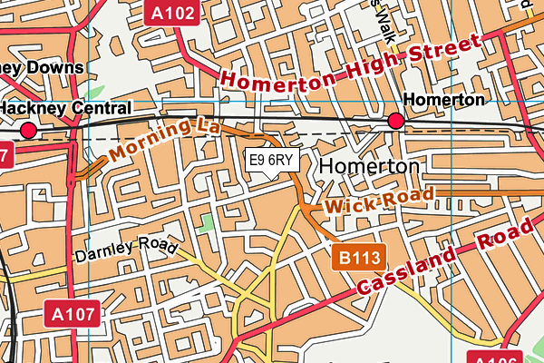 E9 6RY map - OS VectorMap District (Ordnance Survey)