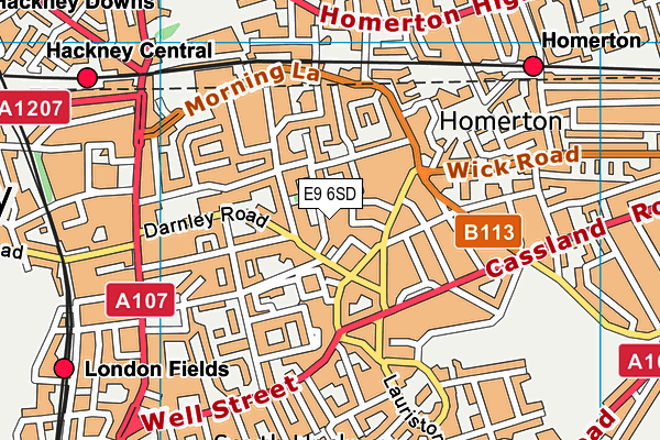 E9 6SD map - OS VectorMap District (Ordnance Survey)