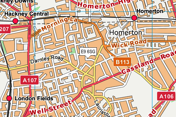 E9 6SG map - OS VectorMap District (Ordnance Survey)