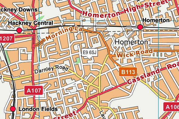 E9 6SJ map - OS VectorMap District (Ordnance Survey)