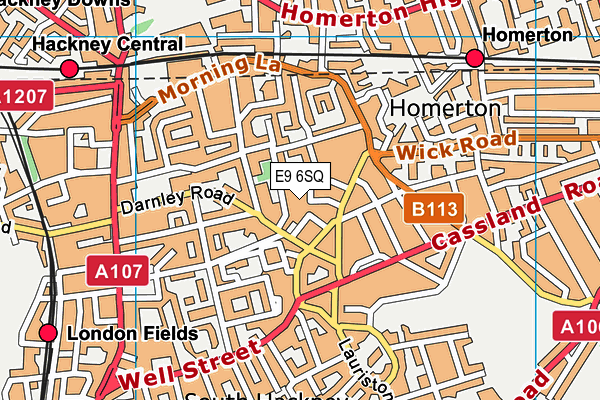 E9 6SQ map - OS VectorMap District (Ordnance Survey)