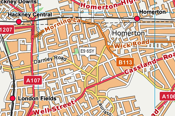 E9 6SY map - OS VectorMap District (Ordnance Survey)