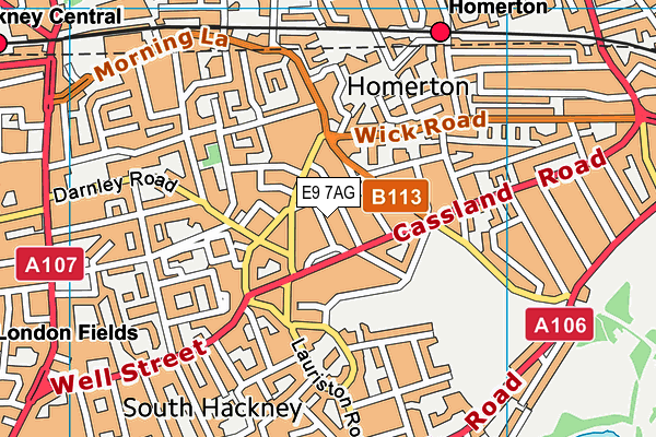 E9 7AG map - OS VectorMap District (Ordnance Survey)