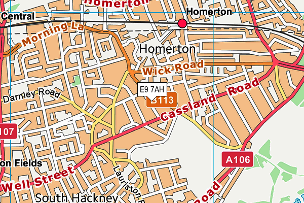 E9 7AH map - OS VectorMap District (Ordnance Survey)