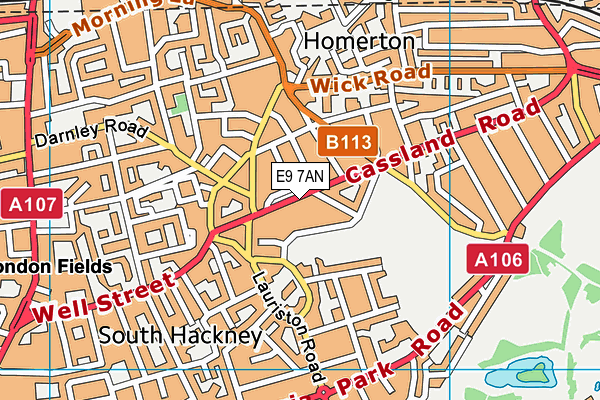 E9 7AN map - OS VectorMap District (Ordnance Survey)