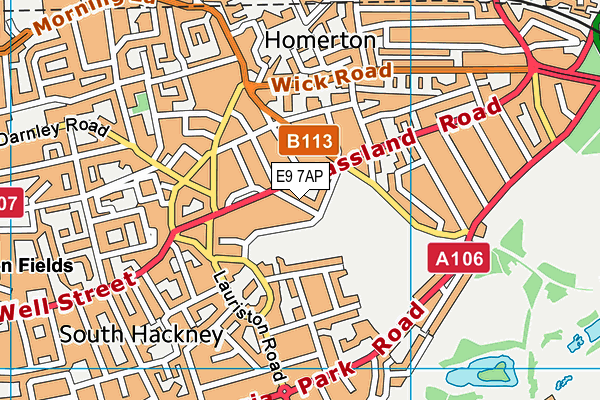 E9 7AP map - OS VectorMap District (Ordnance Survey)