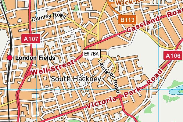 E9 7BA map - OS VectorMap District (Ordnance Survey)