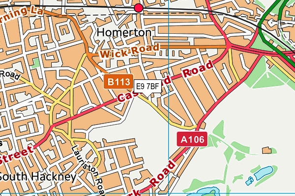 E9 7BF map - OS VectorMap District (Ordnance Survey)