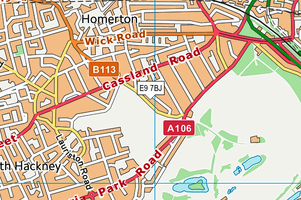 E9 7BJ map - OS VectorMap District (Ordnance Survey)