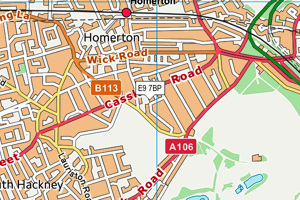 E9 7BP map - OS VectorMap District (Ordnance Survey)