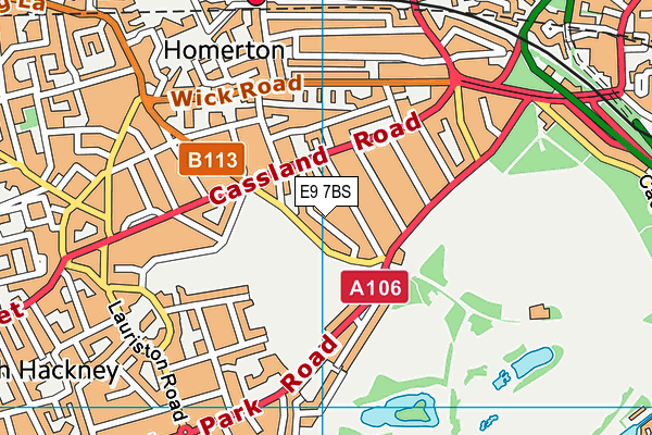 E9 7BS map - OS VectorMap District (Ordnance Survey)