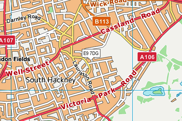 E9 7DG map - OS VectorMap District (Ordnance Survey)