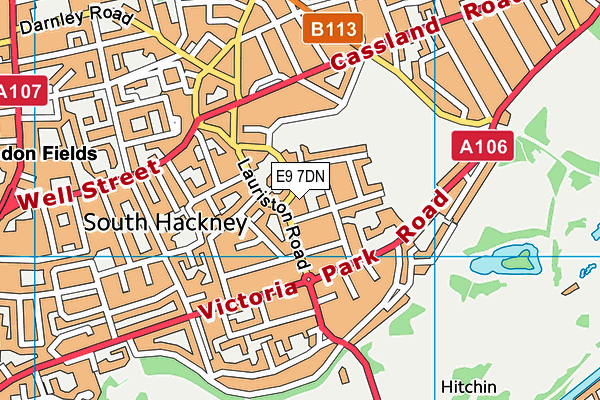 E9 7DN map - OS VectorMap District (Ordnance Survey)