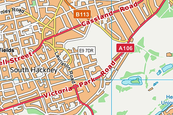 E9 7DR map - OS VectorMap District (Ordnance Survey)