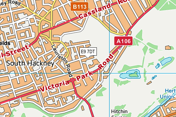 E9 7DT map - OS VectorMap District (Ordnance Survey)