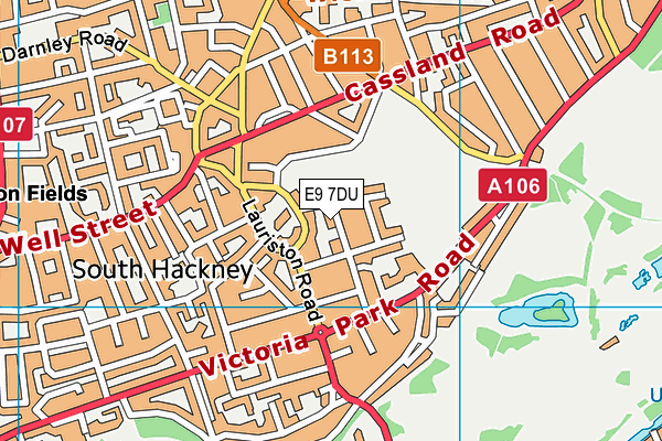 E9 7DU map - OS VectorMap District (Ordnance Survey)