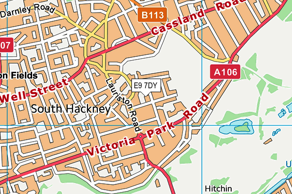 E9 7DY map - OS VectorMap District (Ordnance Survey)