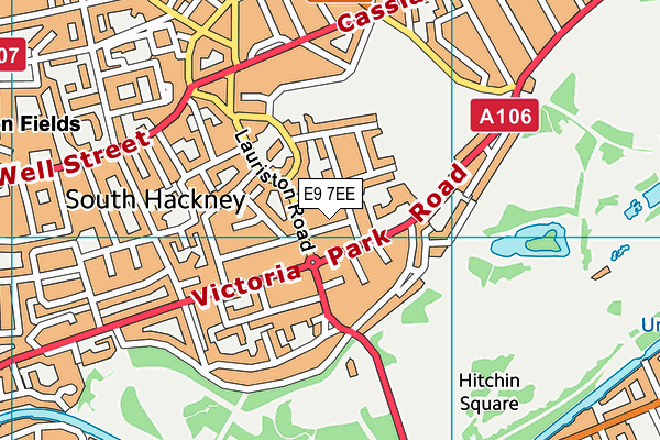 E9 7EE map - OS VectorMap District (Ordnance Survey)