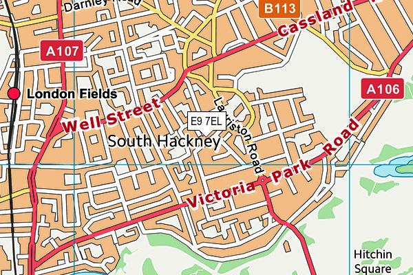 E9 7EL map - OS VectorMap District (Ordnance Survey)