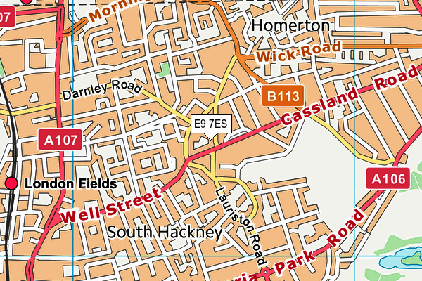 E9 7ES map - OS VectorMap District (Ordnance Survey)