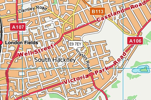 E9 7EY map - OS VectorMap District (Ordnance Survey)