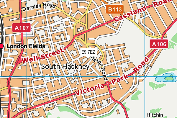 E9 7EZ map - OS VectorMap District (Ordnance Survey)