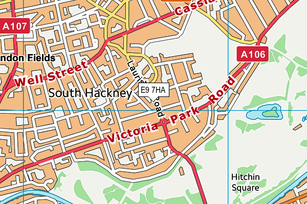 E9 7HA map - OS VectorMap District (Ordnance Survey)