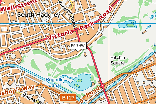 E9 7HW map - OS VectorMap District (Ordnance Survey)