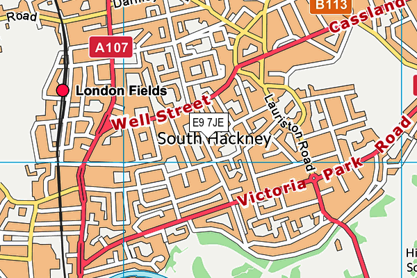 E9 7JE map - OS VectorMap District (Ordnance Survey)