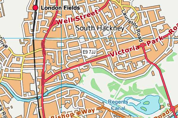 E9 7JJ map - OS VectorMap District (Ordnance Survey)